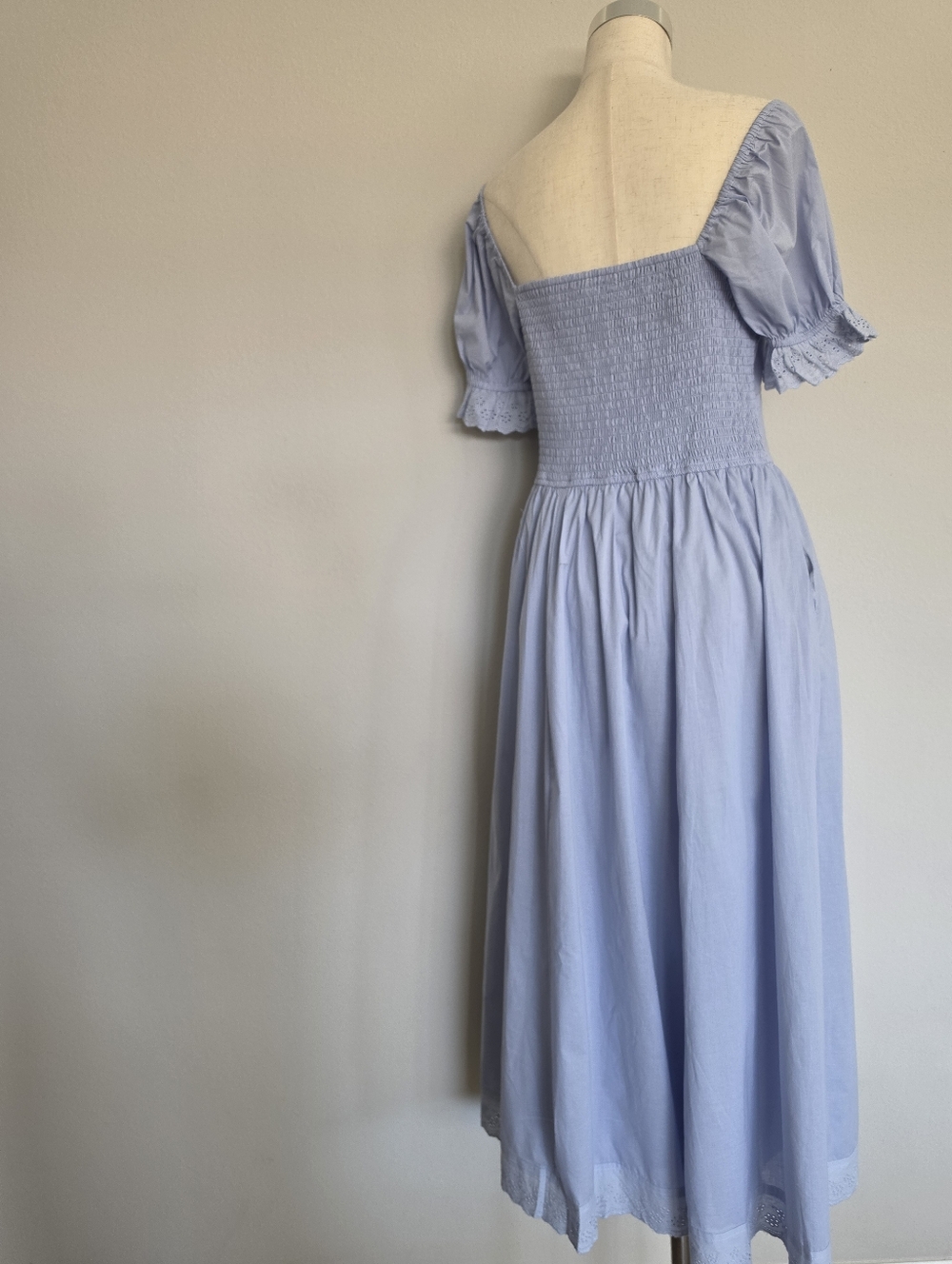Lace Detail Cotton Blue Aura Maxi Dress - Picture 9 of 13